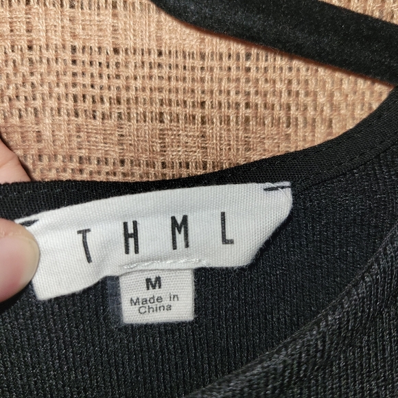 THML Embroidered Long Sleeve Black Top - Picture 3 of 5